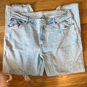 Abercrombie Curve Love wide leg destroyed jeans denim